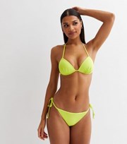 New Look Light Green Halter Moulded Triangle Bikini Top